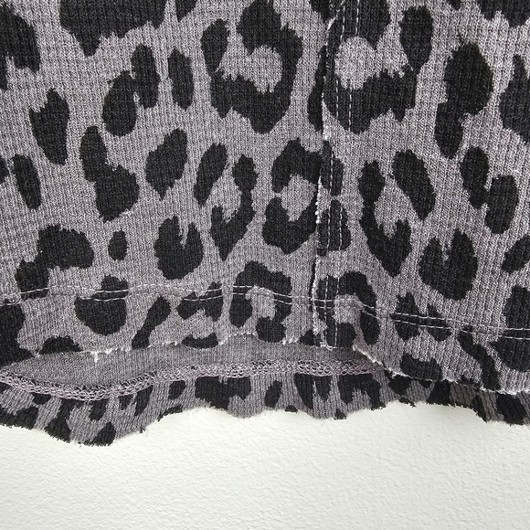 Lucky Brand Leopard Print Thermal Frayed Shirt - Picture 7 of 10